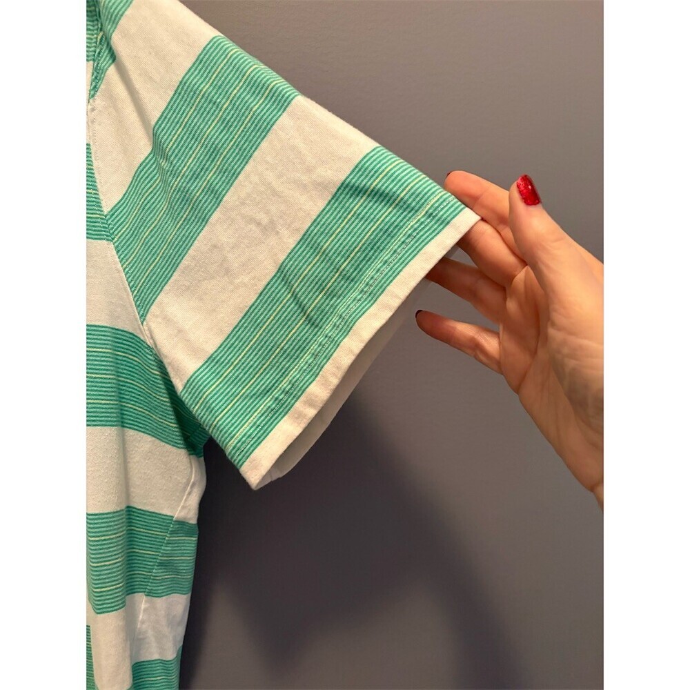 Saddlebred Polo Shirt Mens 2XL White Green Striped Short Sleeve Pocket - Picture 5 of 8